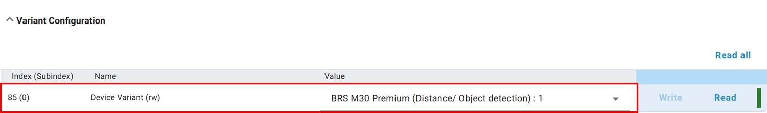 Configure variant