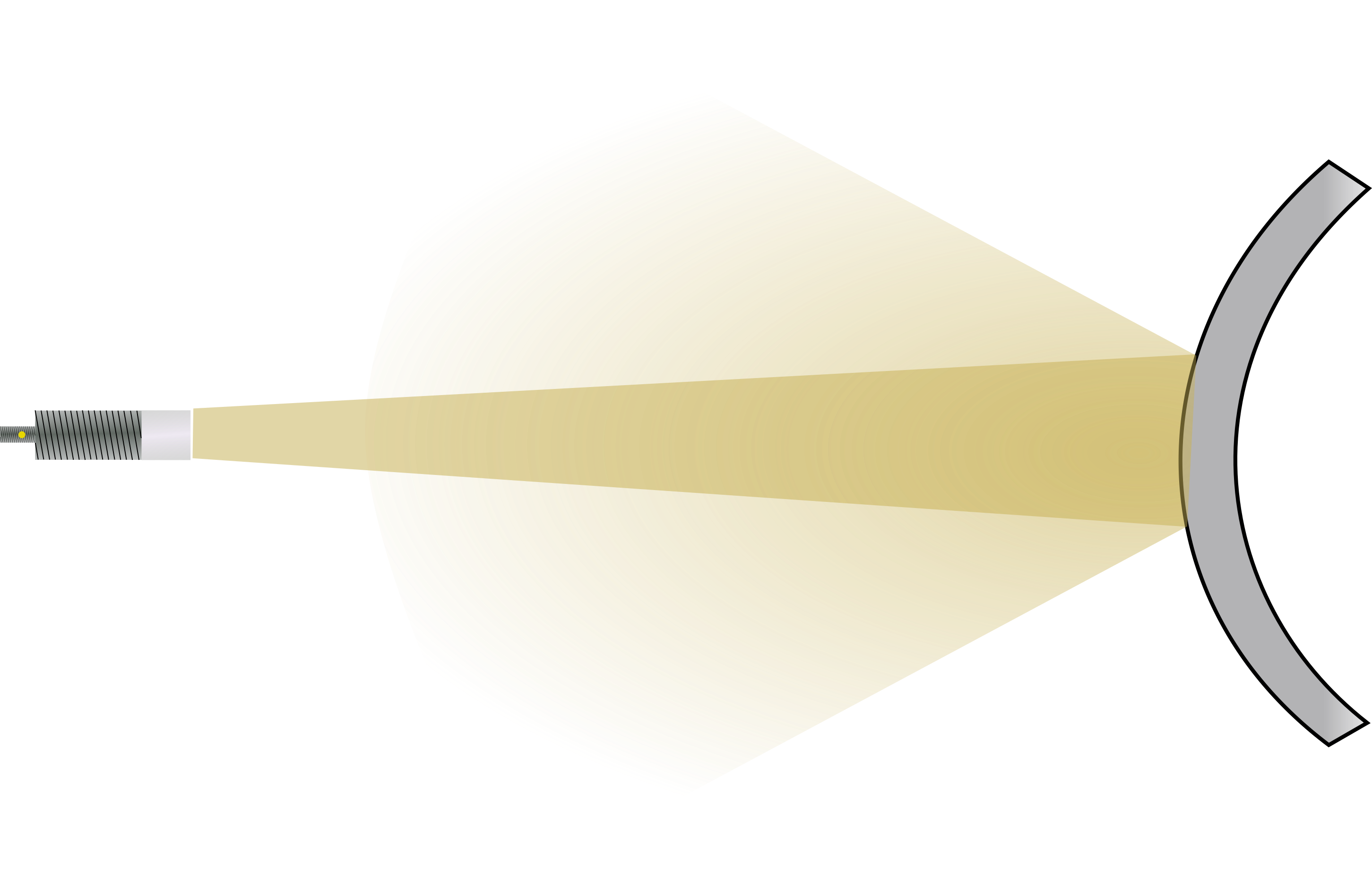 Target with curved surface – Propagation of radar waves (schematic)