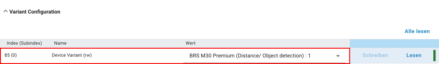 Variante Konfigurieren